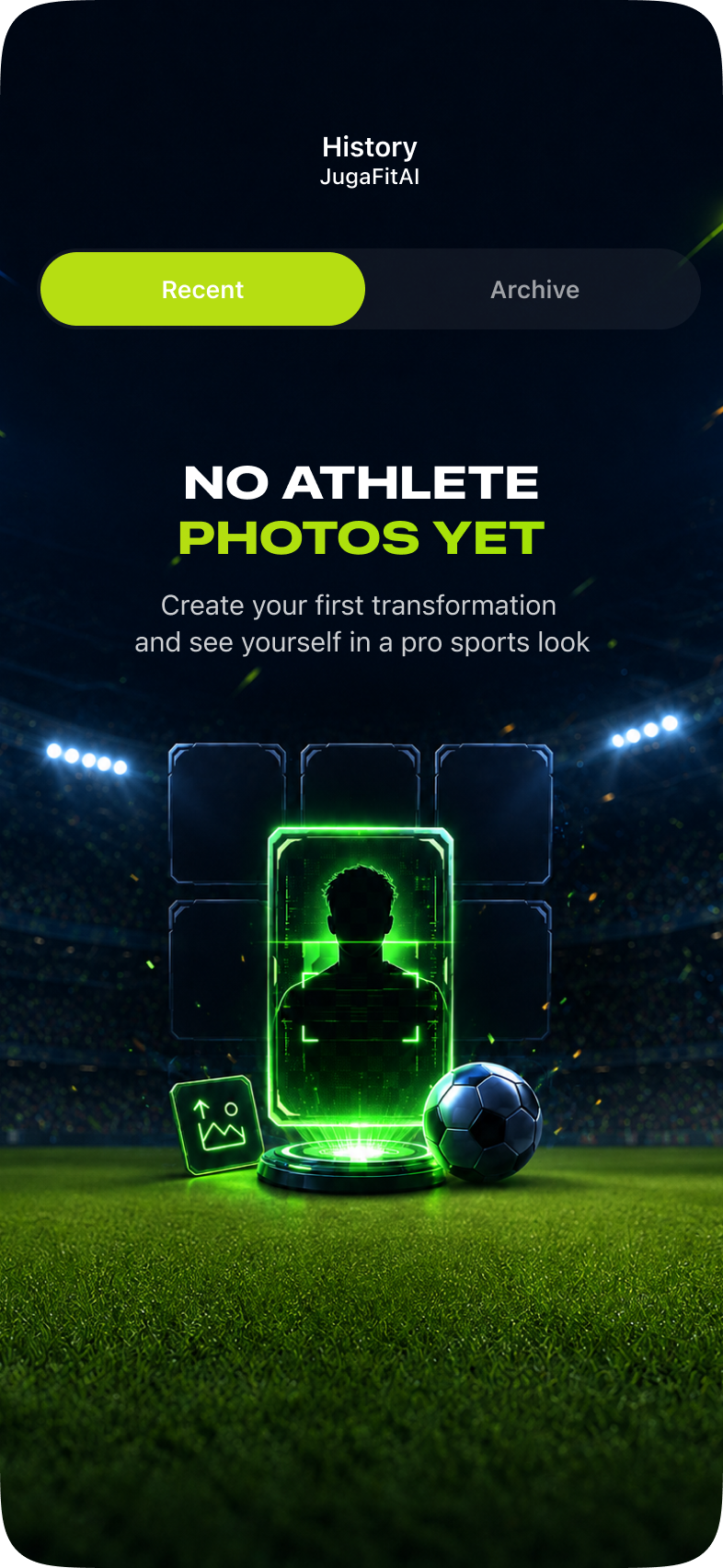 Juga Fit AI app screen — generation history